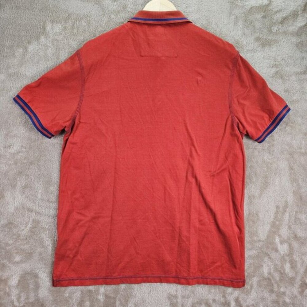 Bugatchi Polo Shirt Red Short Sleeve Contrast Collar Men's Size L Golf - Picture 2 of 10